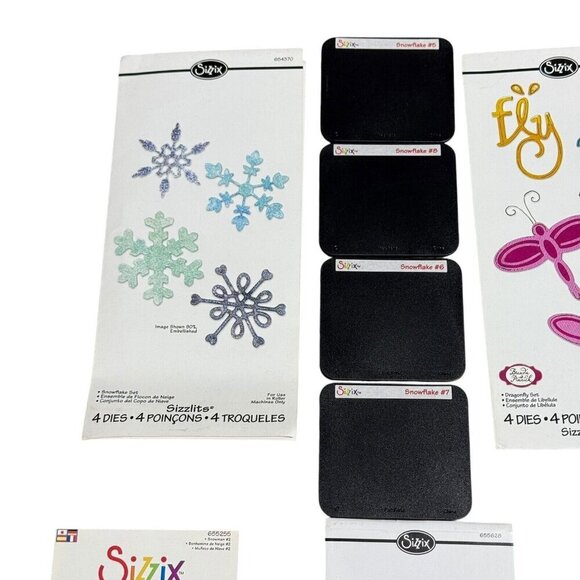 Sizzix Sizzlits Die Set Lot Snowman Snowflakes Branch Dragonfly Butterfly More - Picture 2 of 8
